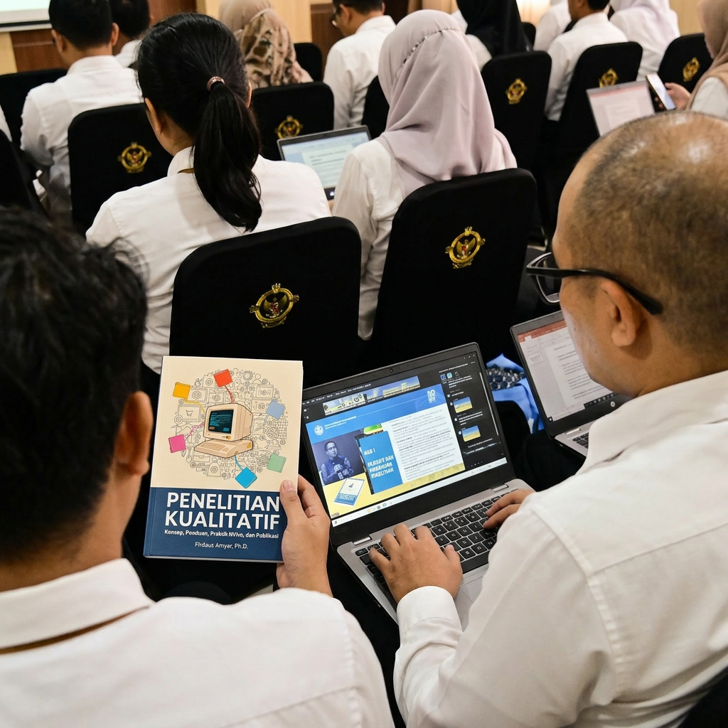 Diskusi Study Club Penelitian Kualitatif sambil membuka buku